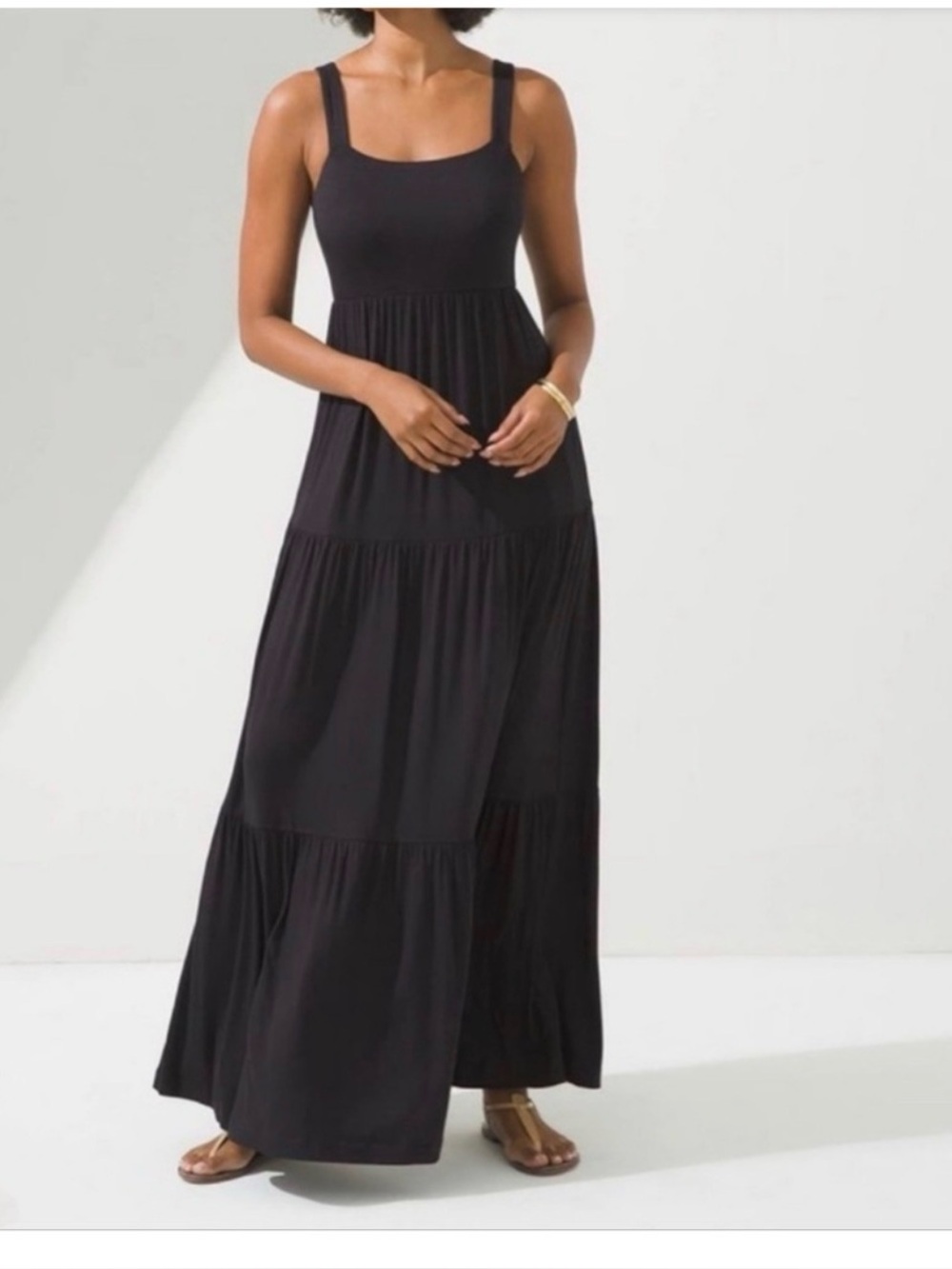 Soma Weekend Black Tiered Maxi Dress Size Medium